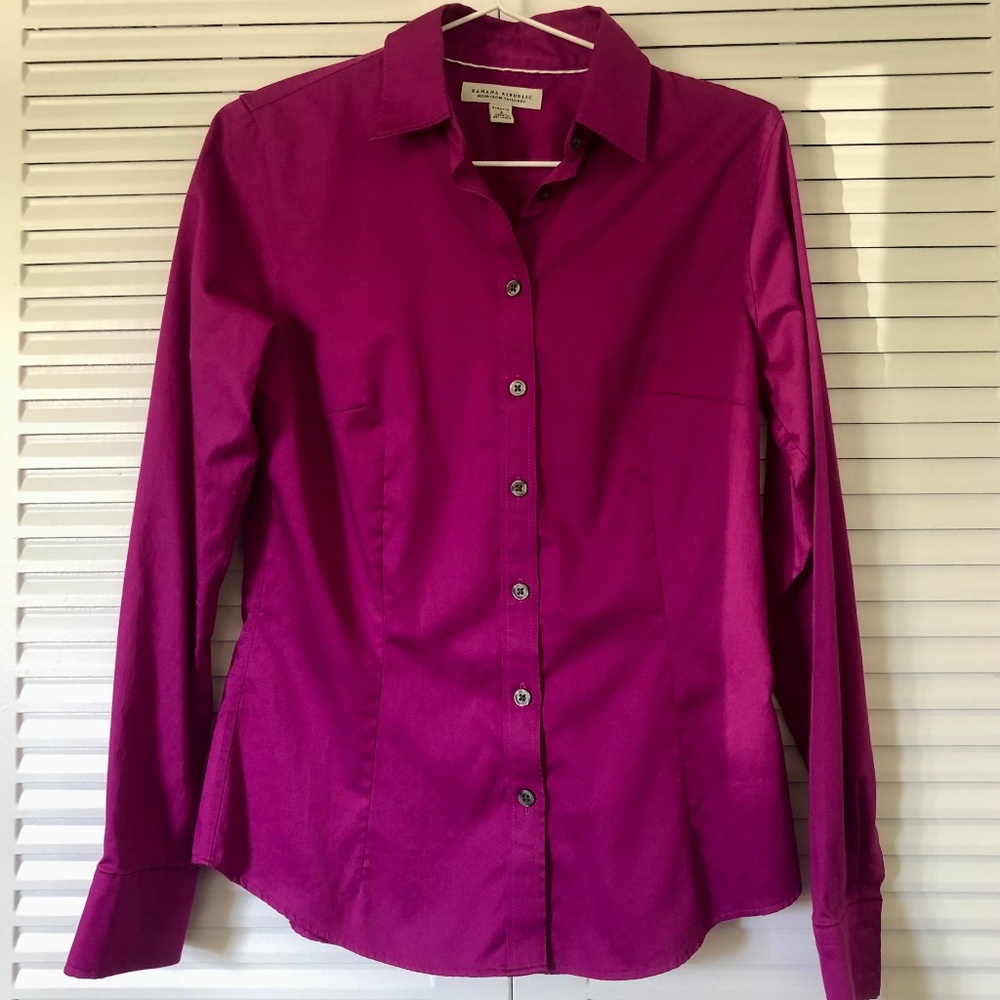 Banana Republic Non-Iron Shirt - Button Front - Magenta Pink - Small